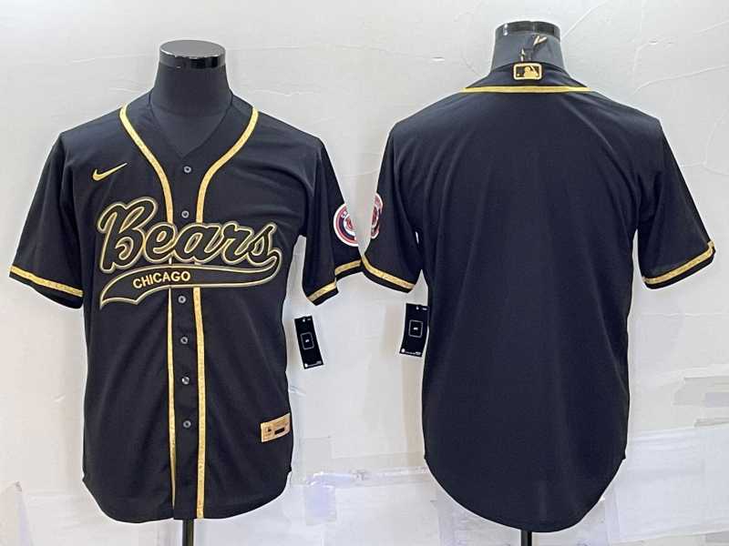 Men's Chicago Bears Blank Black Gold With Patch Cool Base Stitched Baseball Jersey,We sell and wholesale Men's Chicago Bears Blank Black Gold With Patch Cool Base Stitched Baseball Jersey on line form chian!